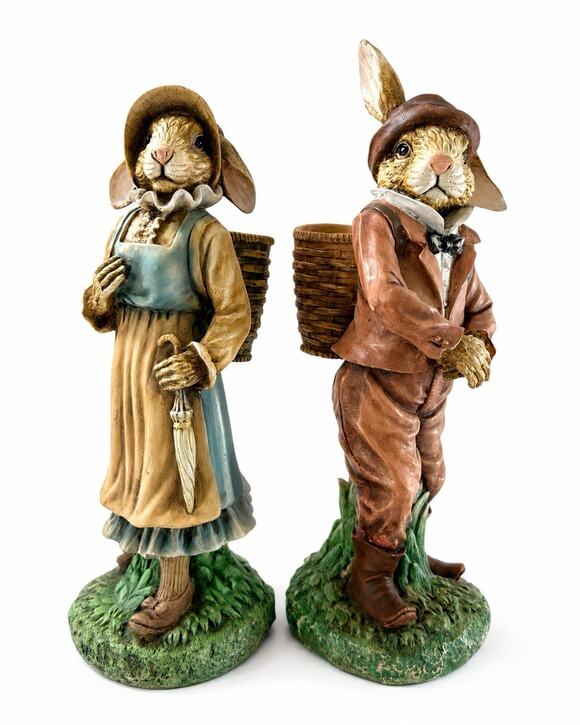 Henri Crisdon Other - Henri Crisdon Briar Patch Mr & Mrs Rabbit Figurines 2002 11” Basket Pair